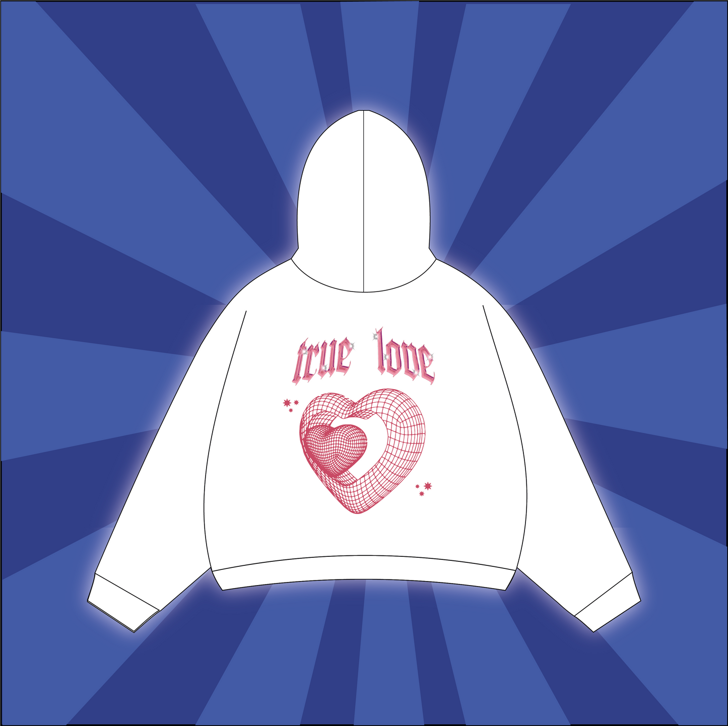 HOODIE TRUE LOVE WHITE & PINK